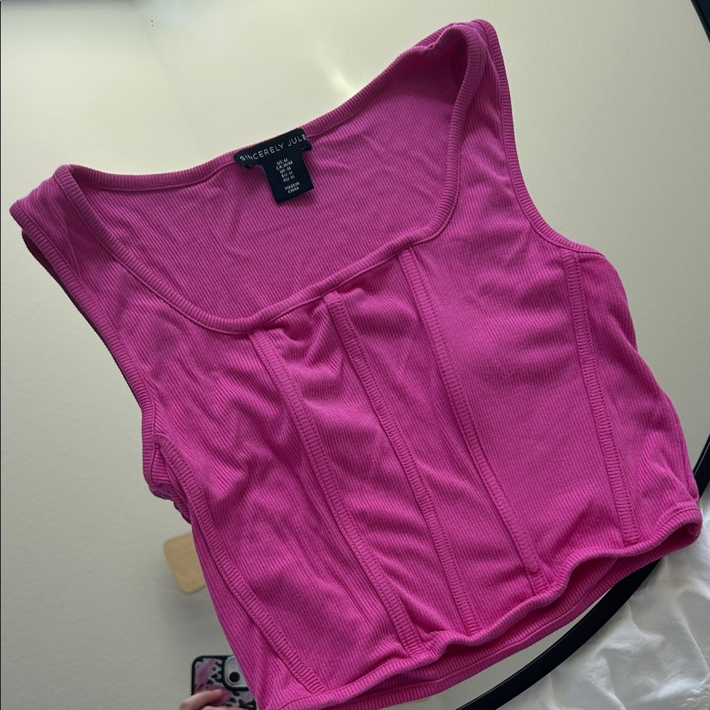 Sincerely Jules Fuchsia Ribbed Tank Top